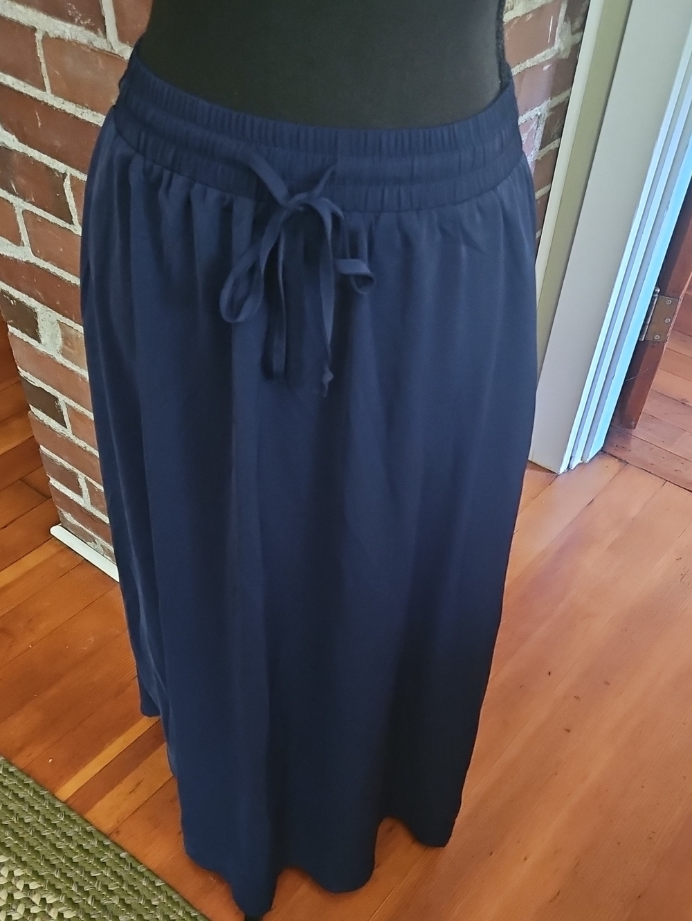 Classic Navy Maxi Skirt with Drawstring Waist
